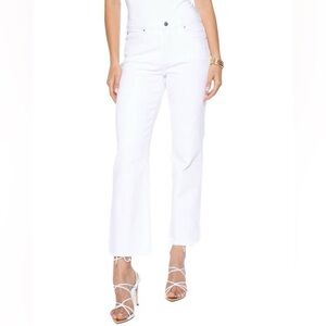 Blue Revival White Quinn Mid Rise Straight Ankle Jean